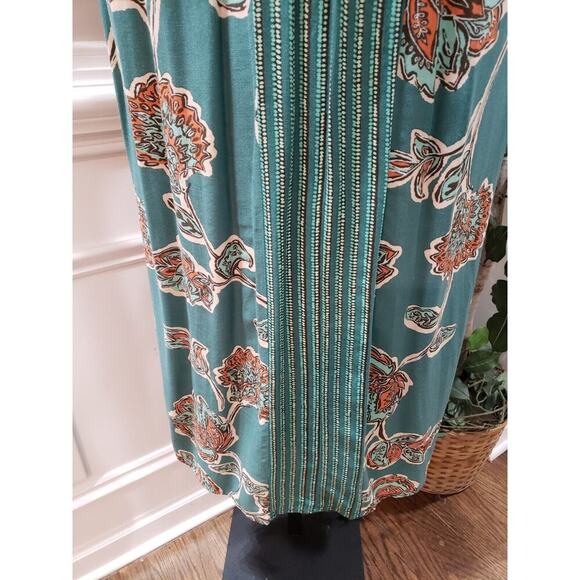 Knox Rose Women's Multi Floral Pleated V Neck Short Sleeve Long Maxi Dress Small - Picture 5 of 16